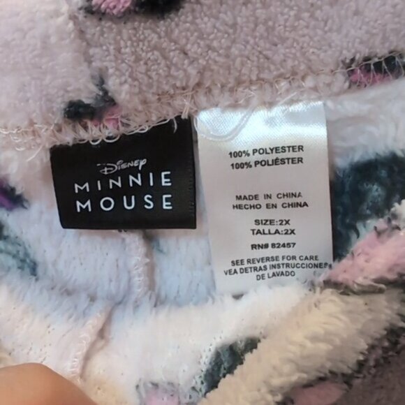 3/$20 Disney Minnie Mouse Fleece Pajama Pants Lounge Winter Pull On Straight Leg - Picture 5 of 7